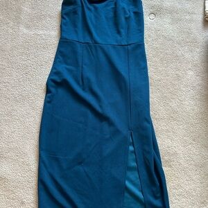 Lulu's Teal Zippered Midi Dress